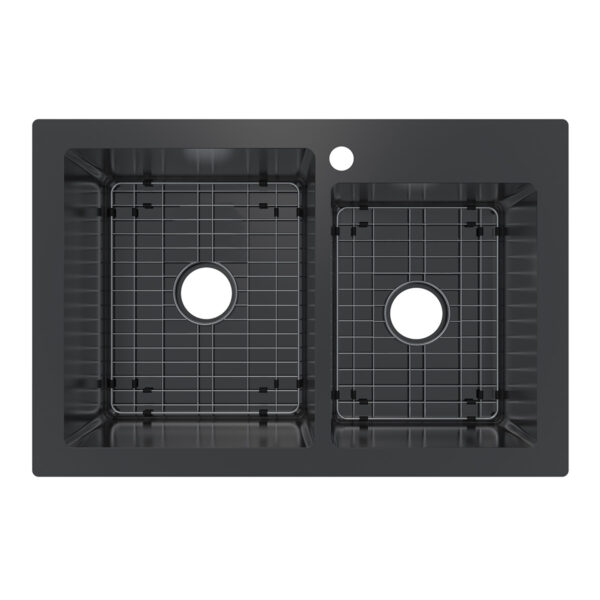 482-7783 Vandermere R15 Radius Corner Dual-Mount 60/40 Bowl Black Stainless Steel Sink