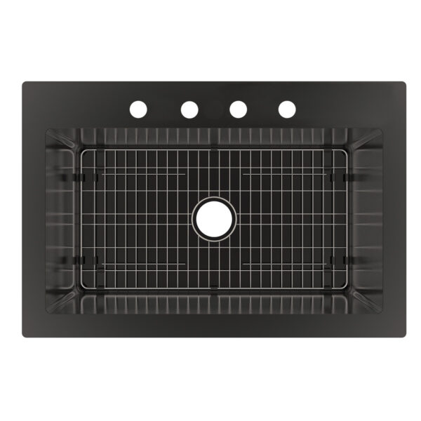 482-8080 Vandermere R15 Radius Corner Dual-Mount Large Single Bowl Black Stainless Steel Sink